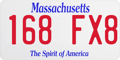 MA license plate 168FX8