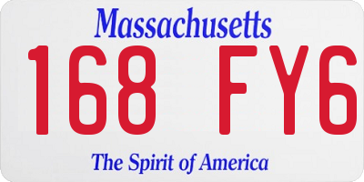 MA license plate 168FY6
