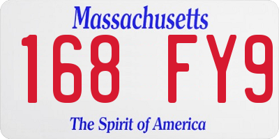 MA license plate 168FY9
