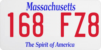 MA license plate 168FZ8