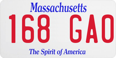 MA license plate 168GA0