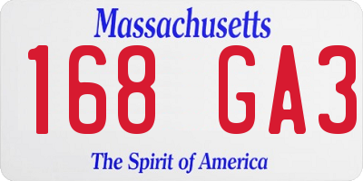 MA license plate 168GA3