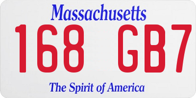 MA license plate 168GB7