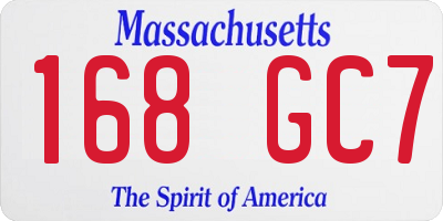 MA license plate 168GC7