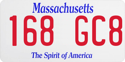 MA license plate 168GC8