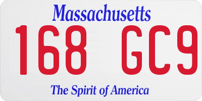MA license plate 168GC9