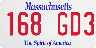 MA license plate 168GD3