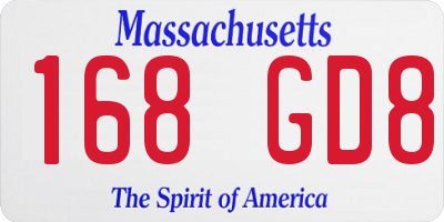 MA license plate 168GD8