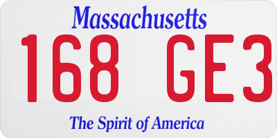 MA license plate 168GE3