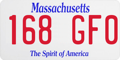 MA license plate 168GF0