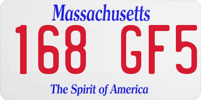 MA license plate 168GF5