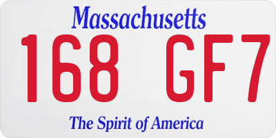 MA license plate 168GF7