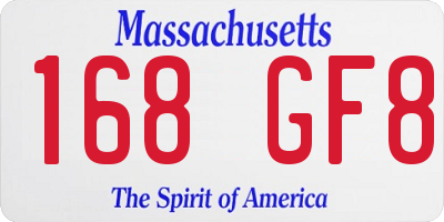 MA license plate 168GF8