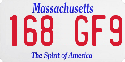 MA license plate 168GF9