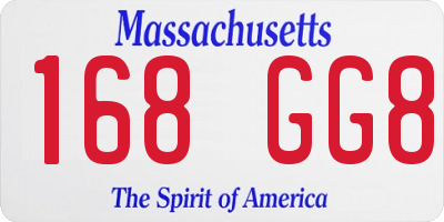 MA license plate 168GG8