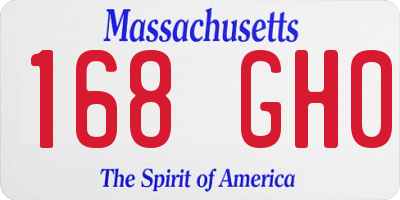 MA license plate 168GH0