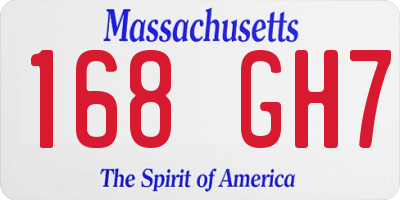 MA license plate 168GH7