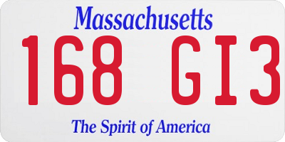 MA license plate 168GI3
