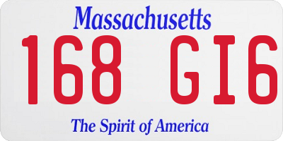 MA license plate 168GI6