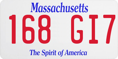 MA license plate 168GI7