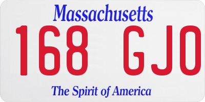 MA license plate 168GJ0