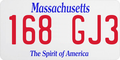 MA license plate 168GJ3