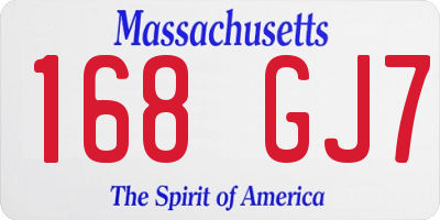 MA license plate 168GJ7