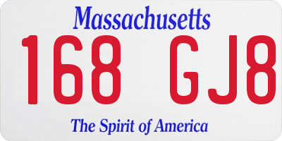 MA license plate 168GJ8