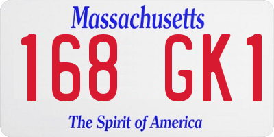 MA license plate 168GK1