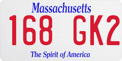 MA license plate 168GK2