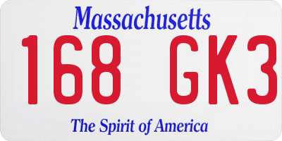 MA license plate 168GK3