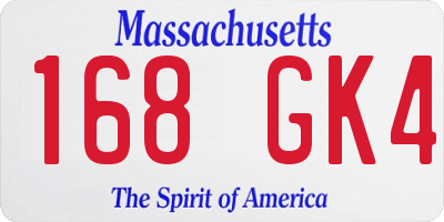 MA license plate 168GK4