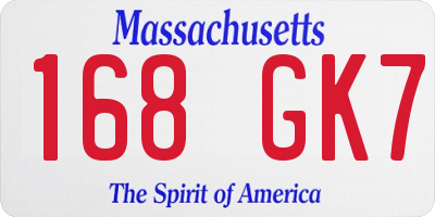 MA license plate 168GK7