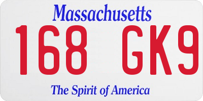 MA license plate 168GK9