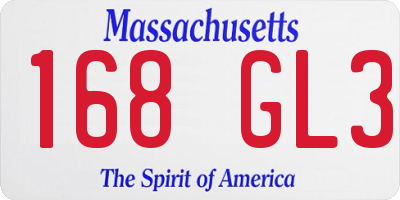 MA license plate 168GL3