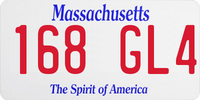 MA license plate 168GL4
