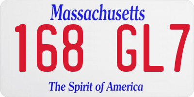 MA license plate 168GL7