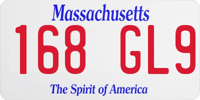 MA license plate 168GL9