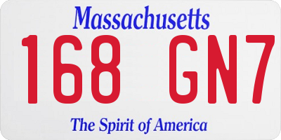 MA license plate 168GN7
