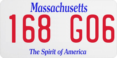 MA license plate 168GO6