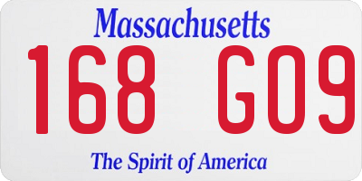MA license plate 168GO9