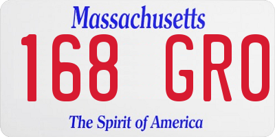 MA license plate 168GR0