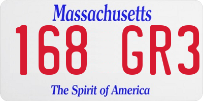 MA license plate 168GR3
