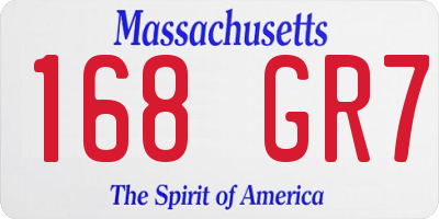 MA license plate 168GR7