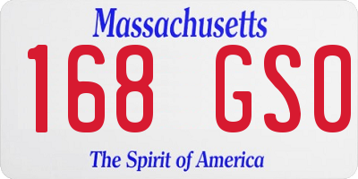 MA license plate 168GS0