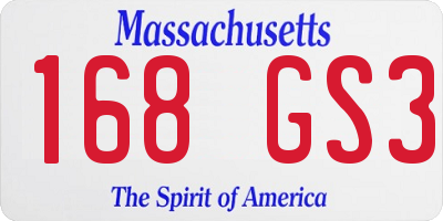 MA license plate 168GS3