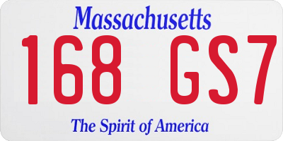 MA license plate 168GS7