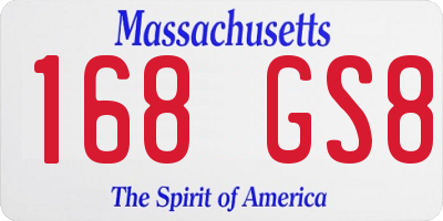 MA license plate 168GS8