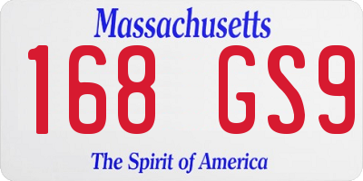 MA license plate 168GS9