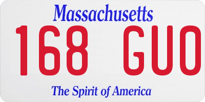 MA license plate 168GU0